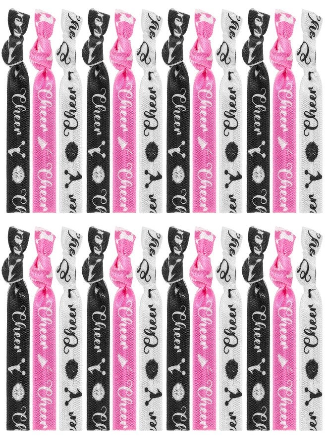 Hanaive 24 Pcs Cheerleader Gifts Cheer Bracelets Hair Ties Elastic Cheer Hair Accessories Cheerleader Ponytail Holder Wristbands for Girls Women Teams(Black, White, Pink) - Image 1